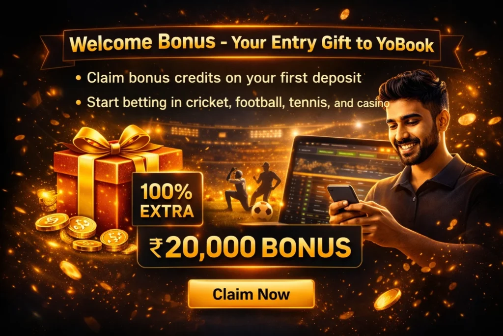 YoBook welcome bonus graphic with extra credits for new users