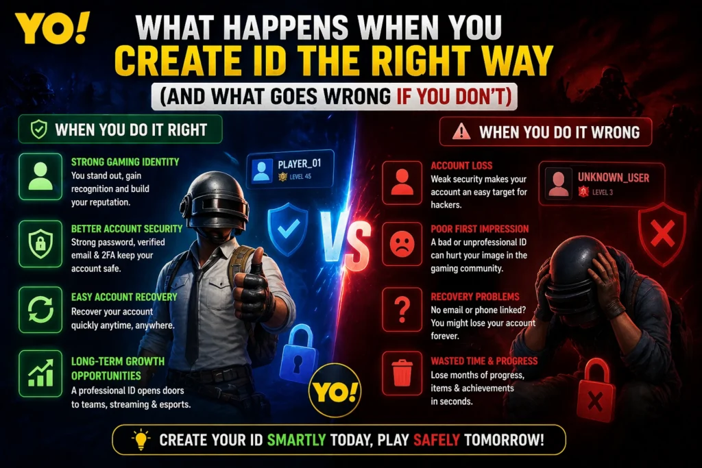 What happens when you create ID the right way vs wrong in online gaming with security and account loss comparison