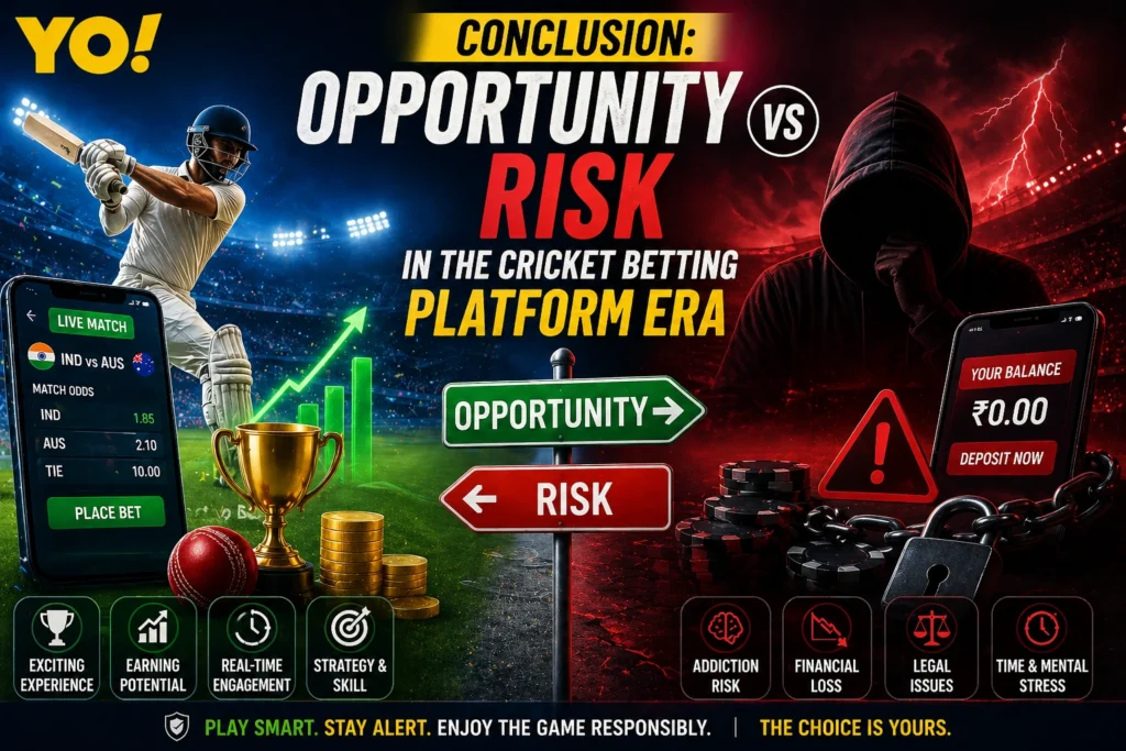 Cricket betting platform conclusion showing opportunity vs risk in online gaming era