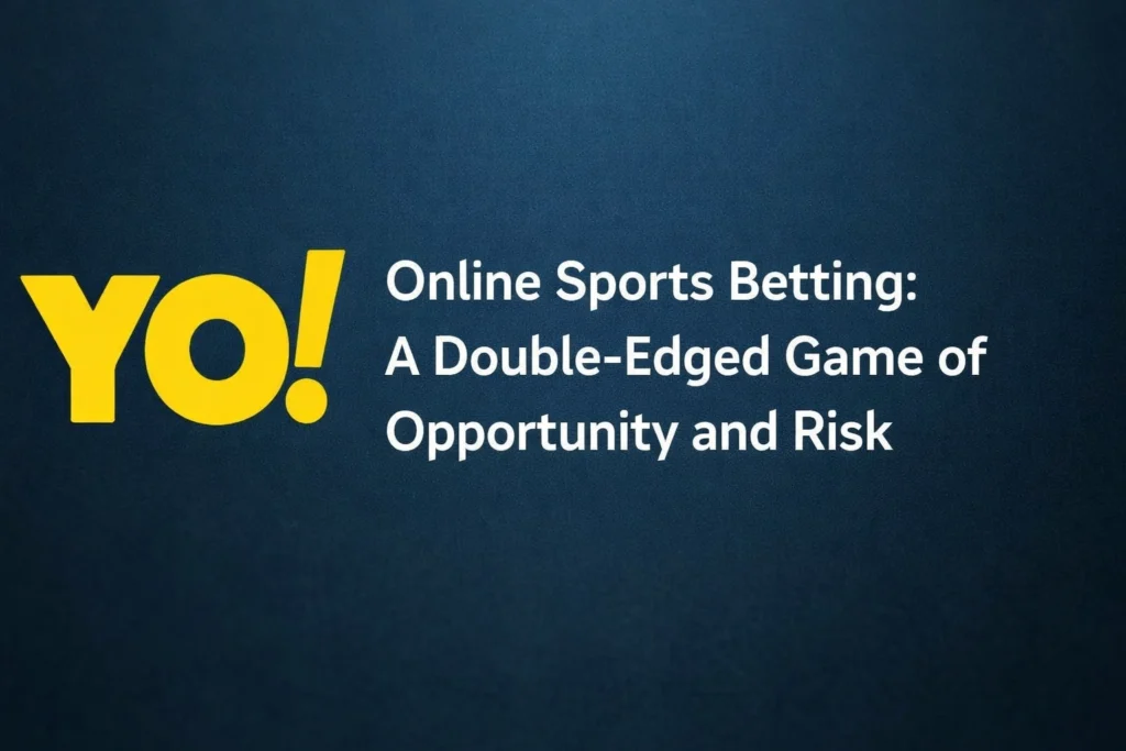 Online sports betting concept showing risk and opportunity with YO logo