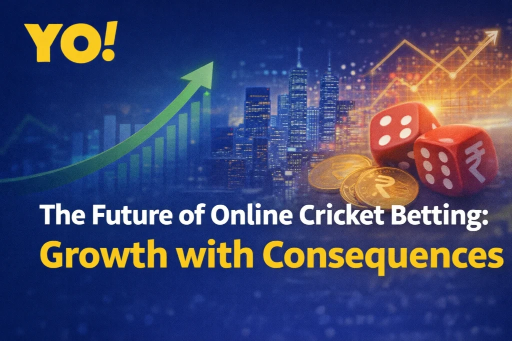 Future of online cricket betting showing growth and risks with YO logo